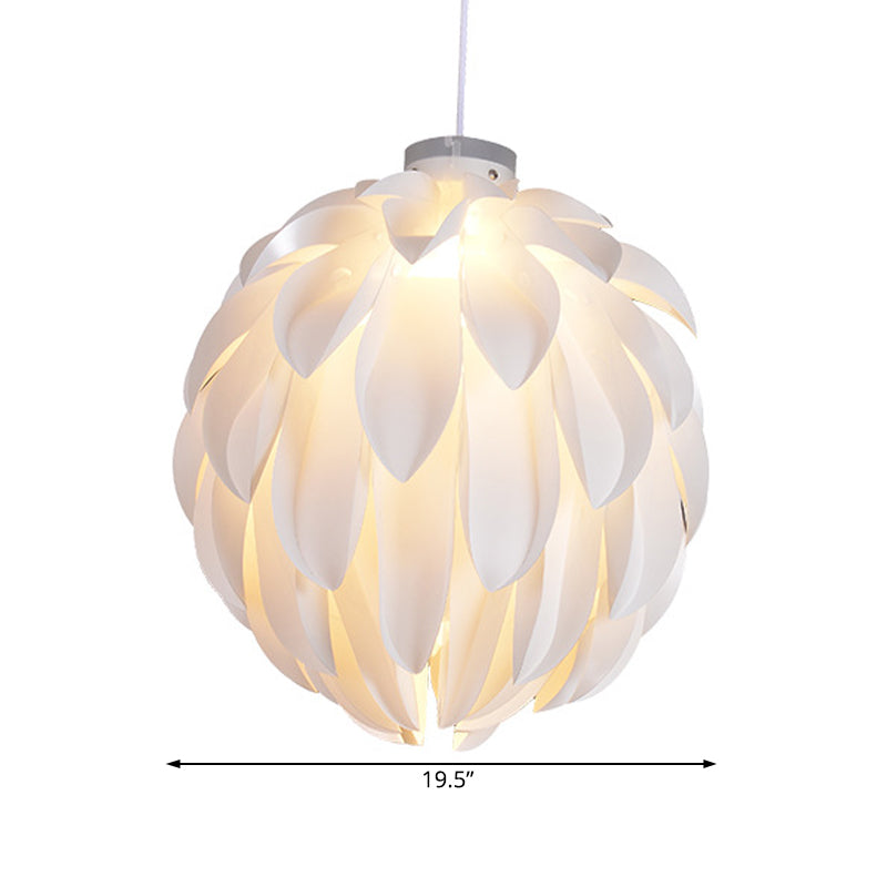 Flower Pendant Light Art Deco Plastic 1 Light White Ceiling Pendant Light for Dining Room, 16