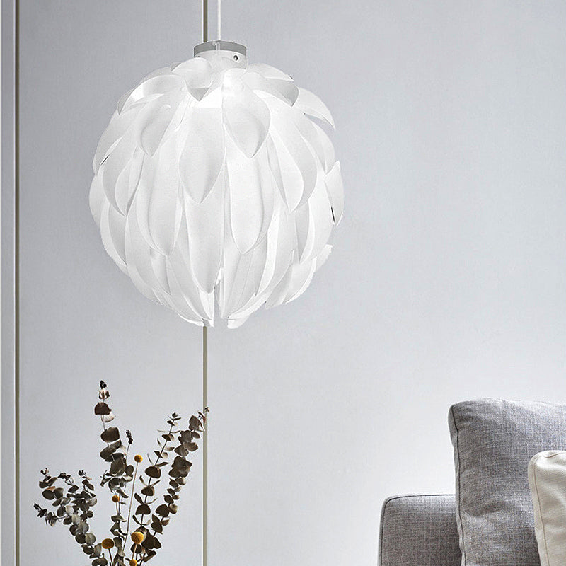 Flower Pendant Light Art Deco Plastic 1 Light White Ceiling Pendant Light for Dining Room, 16