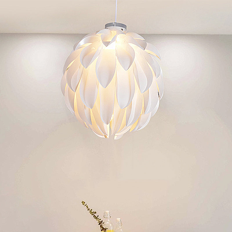 Flower Pendant Light Art Deco Plastic 1 Light White Ceiling Pendant Light for Dining Room, 16