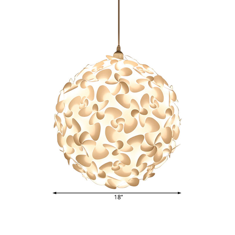 Art Deco 1 Light Pendant Light with Plastic Shade White Globe Hanging Ceiling Light, 18