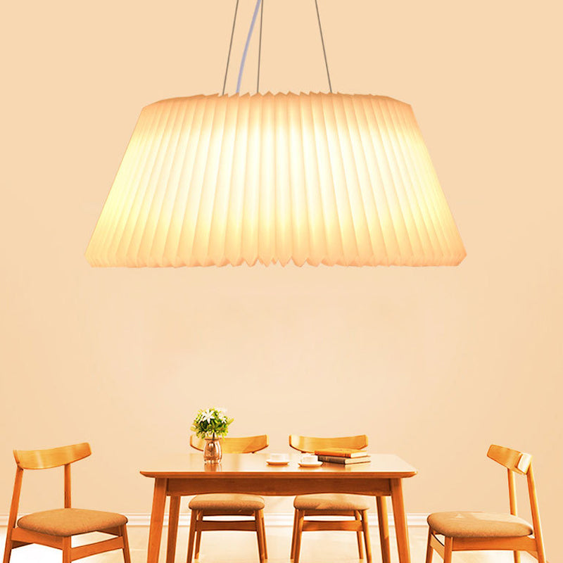 Modern Barrel Ceiling Pendant Plastic 1 Light Restaurant Pendant Lamp in White, 18