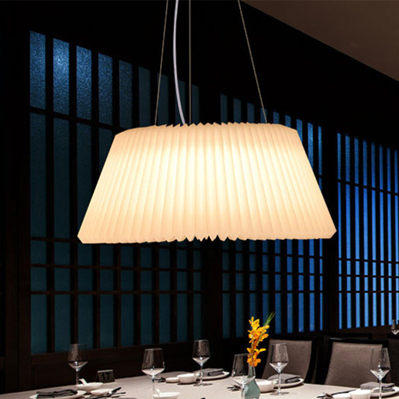 Modern Barrel Ceiling Pendant Plastic 1 Light Restaurant Pendant Lamp in White, 18