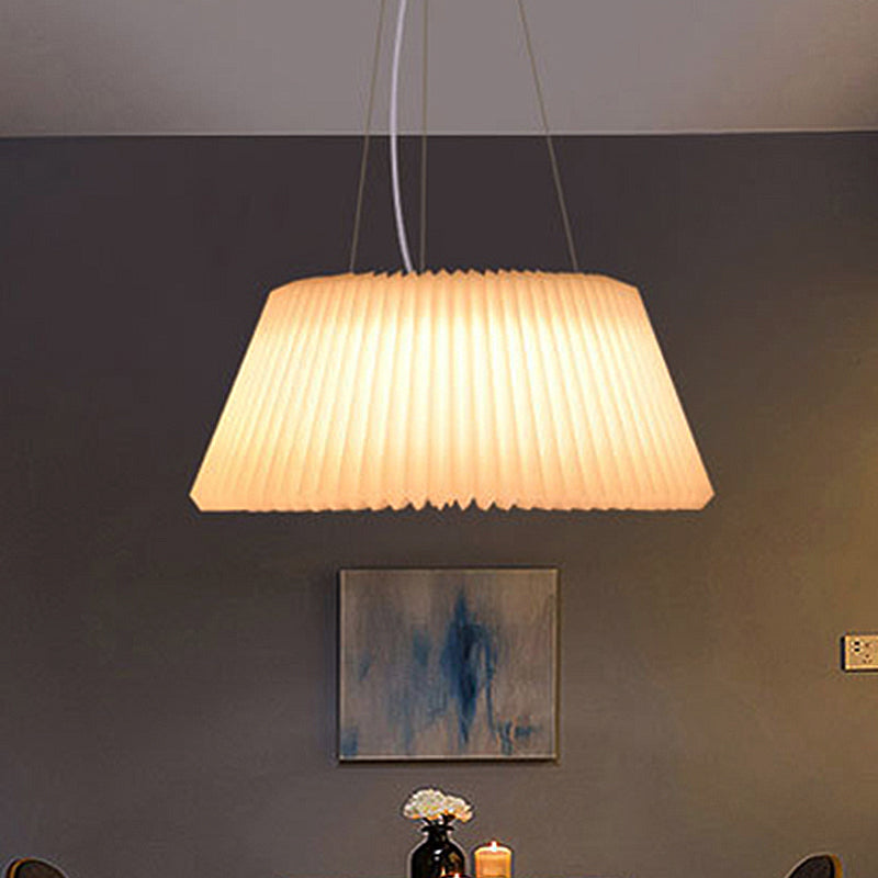 Modern Barrel Ceiling Pendant Plastic 1 Light Restaurant Pendant Lamp in White, 18