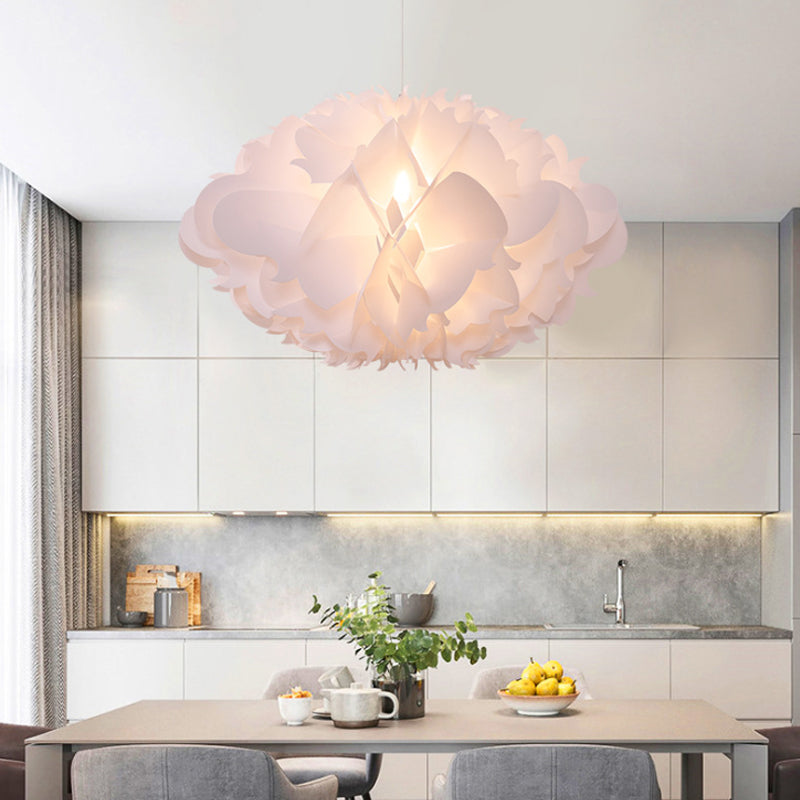 Cloud Hanging Ceiling Light Art Deco Acrylic 1 Light White Suspension Light for Dining Room, 16