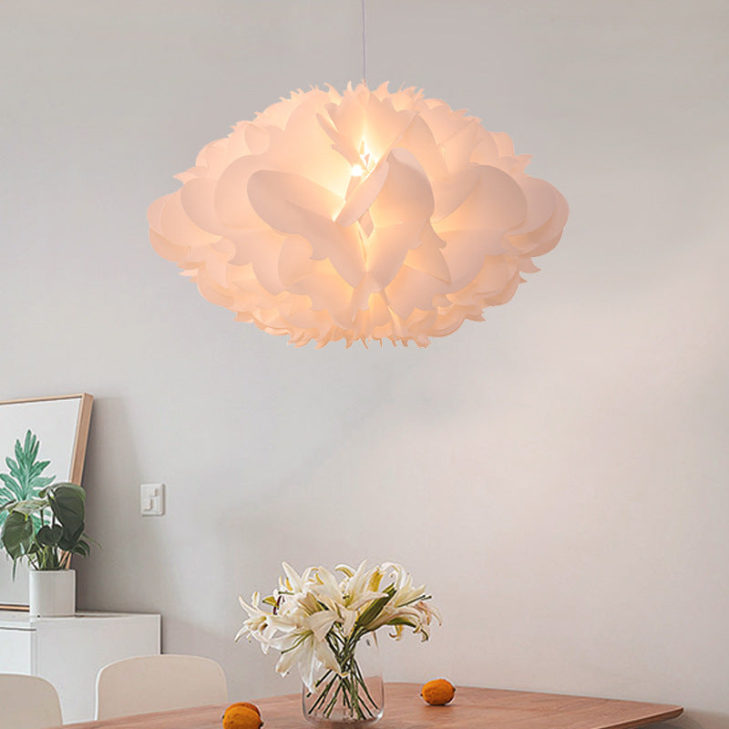 Cloud Hanging Ceiling Light Art Deco Acrylic 1 Light White Suspension Light for Dining Room, 16