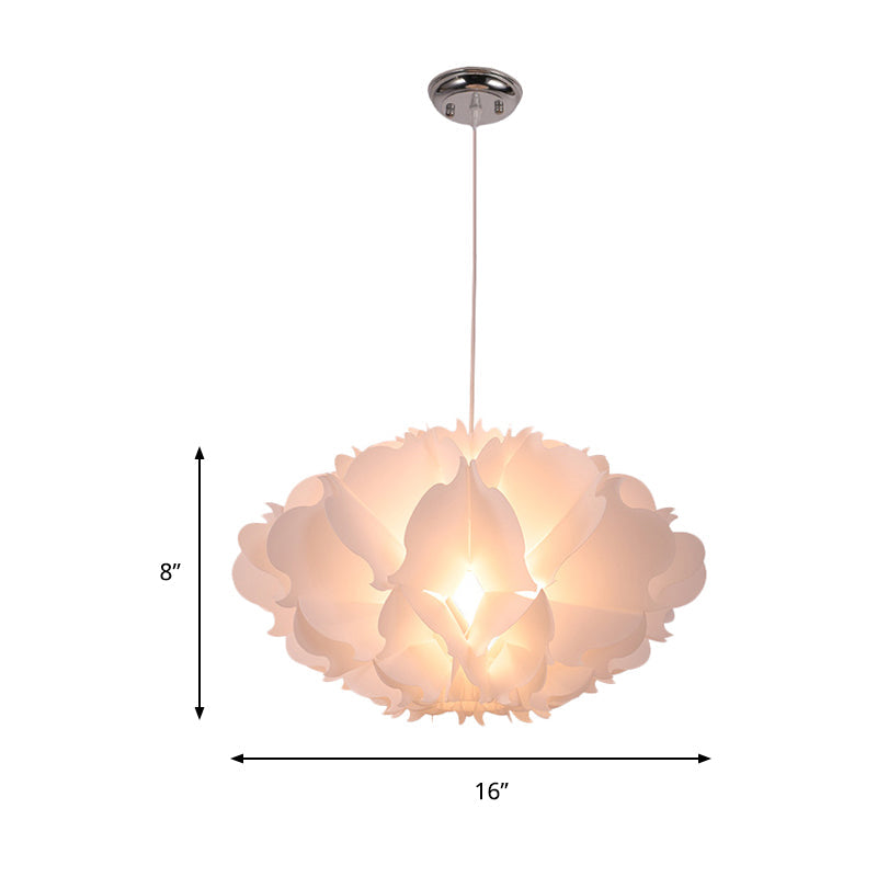 Cloud Hanging Ceiling Light Art Deco Acrylic 1 Light White Suspension Light for Dining Room, 16