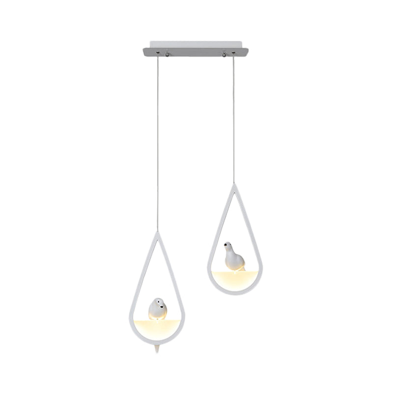 Waterdrop Frame Hanging Lamp Acrylic 1/2/3 Lights Black/White Ceiling Pendant for Dining Room in Warm/White Light Clearhalo 'Ceiling Lights' 'Modern Pendants' 'Modern' 'Pendant Lights' 'Pendants' Lighting' 208718