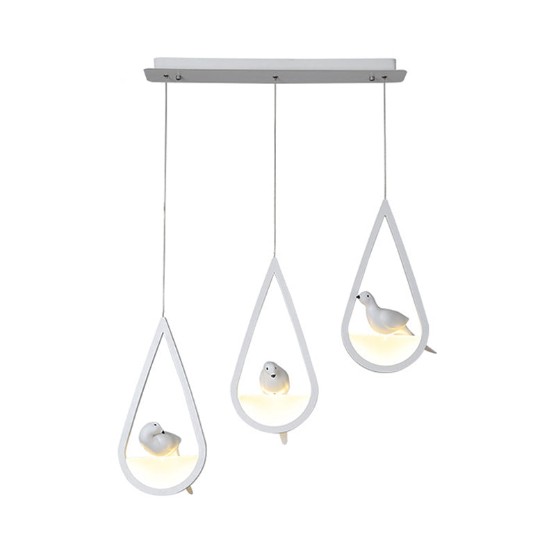 Waterdrop Frame Hanging Lamp Acrylic 1/2/3 Lights Black/White Ceiling Pendant for Dining Room in Warm/White Light Clearhalo 'Ceiling Lights' 'Modern Pendants' 'Modern' 'Pendant Lights' 'Pendants' Lighting' 208722
