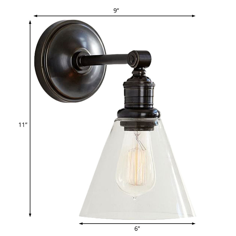 Metal Black/Chrome Sconce Light Globe/Cone 1-Light Industrial Wall Mounted Lighting for Bedroom Clearhalo 'Art deco wall lights' 'Cast Iron' 'Glass' 'Industrial wall lights' 'Industrial' 'Middle century wall lights' 'Modern' 'Rustic wall lights' 'Tiffany' 'Traditional wall lights' 'Wall Lamps & Sconces' 'Wall Lights' Lighting' 209139