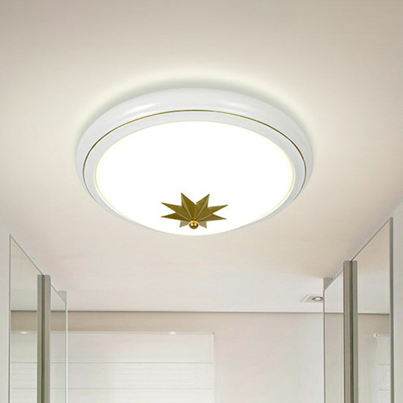 Retro Bowl LED Flush Mount Lighting Opal Glass Flush Mount Ceiling Light for Corridor White Clearhalo 'Ceiling Lights' 'Close To Ceiling Lights' 'Close to ceiling' 'Flush mount' Lighting' 2091461