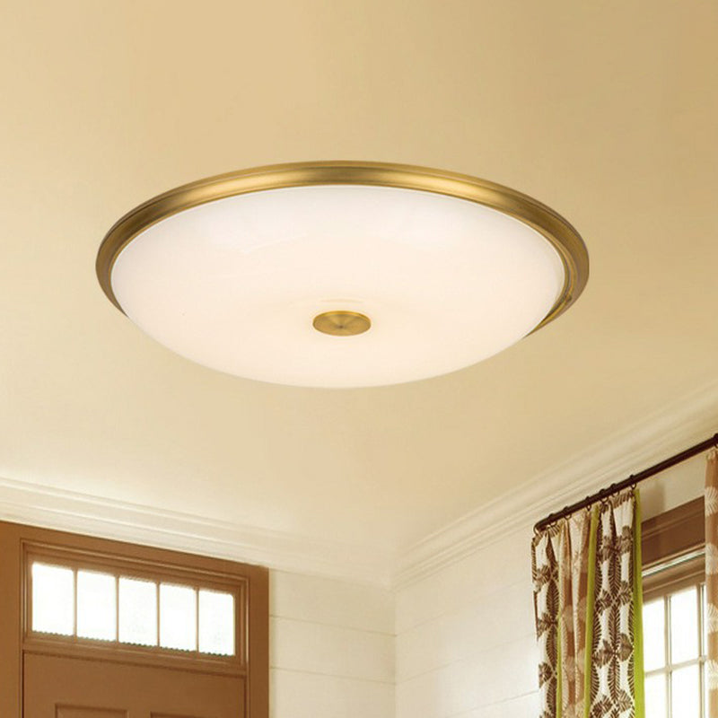 Ultra Thin Milky Glass LED Flush Light Rustic Bedroom Flush Ceiling Light Fixture Gold Clearhalo 'Ceiling Lights' 'Close To Ceiling Lights' 'Close to ceiling' 'Flush mount' Lighting' 2091467