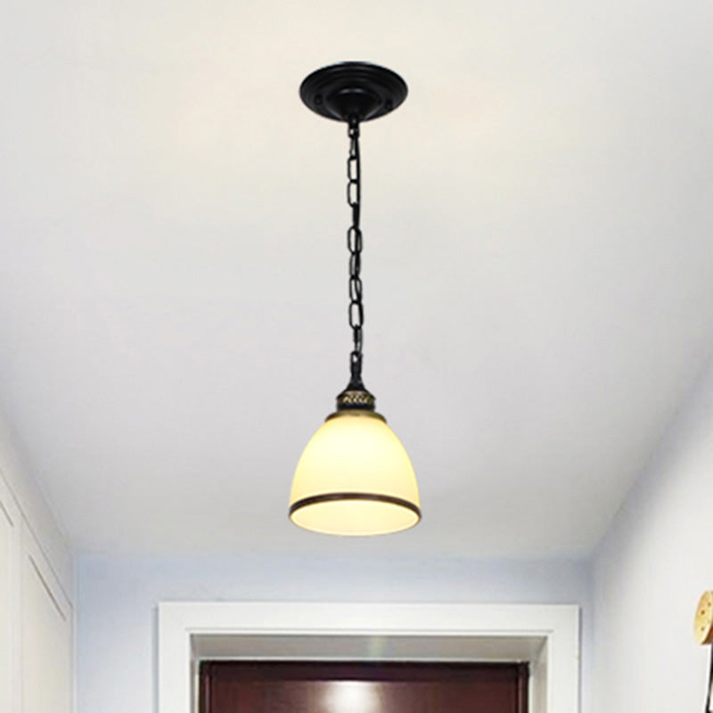 Traditional Bell Shade Ceiling Light Single-Bulb White Frost Glass Hanging Pendant Light Clearhalo 'Ceiling Lights' 'Glass shade' 'Glass' 'Pendant Lights' 'Pendants' Lighting' 2091718