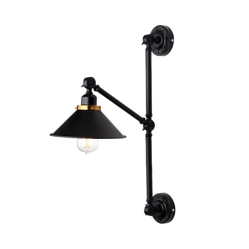 Barn Shade Corridor Wall Lamp Industrial Stylish Metal 1 Light Black Adjustable Sconce Light Fixture, 8