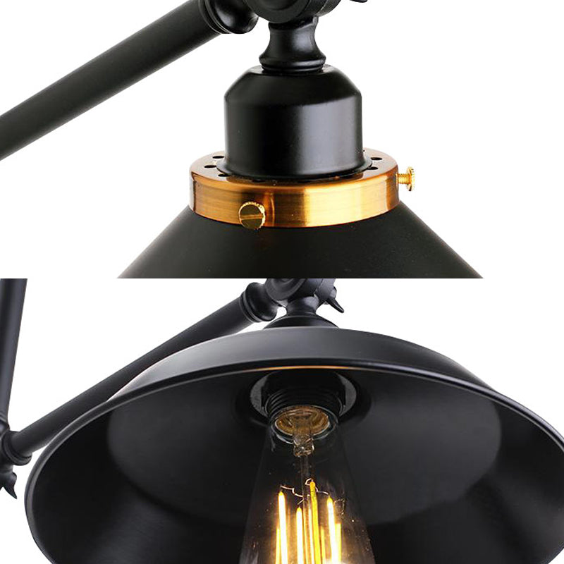 Barn Shade Corridor Wall Lamp Industrial Stylish Metal 1 Light Black Adjustable Sconce Light Fixture, 8