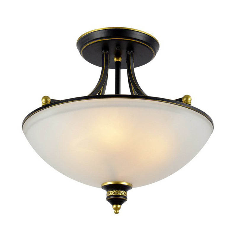 Classic Bowl Shaped Semi Flush 4������Heads Frost Glass Semi Flush Light Fixture for Dining Room Clearhalo 'Ceiling Lights' 'Close To Ceiling Lights' 'Close to ceiling' 'Glass shade' 'Glass' 'Semi-flushmount' Lighting' 2092172