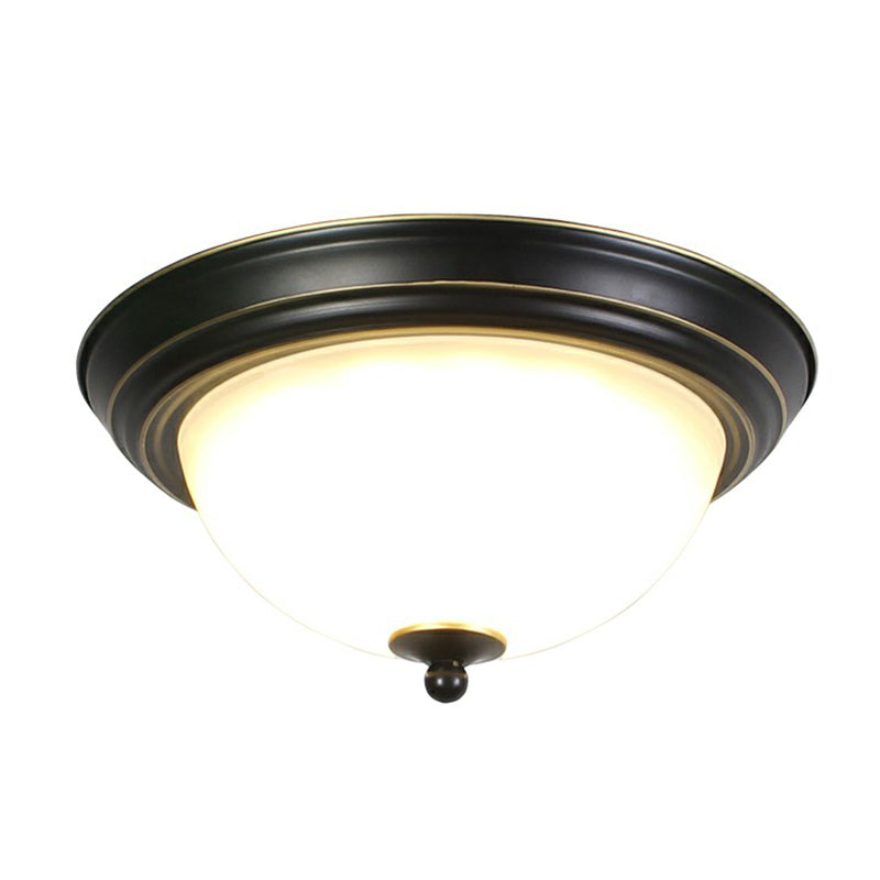 Inverted Bowl Frost Glass LED Flush Ceiling Light Vintage Living Room Flush Mount Lighting Fixture Clearhalo 'Ceiling Lights' 'Close To Ceiling Lights' 'Close to ceiling' 'Flush mount' Lighting' 2092289