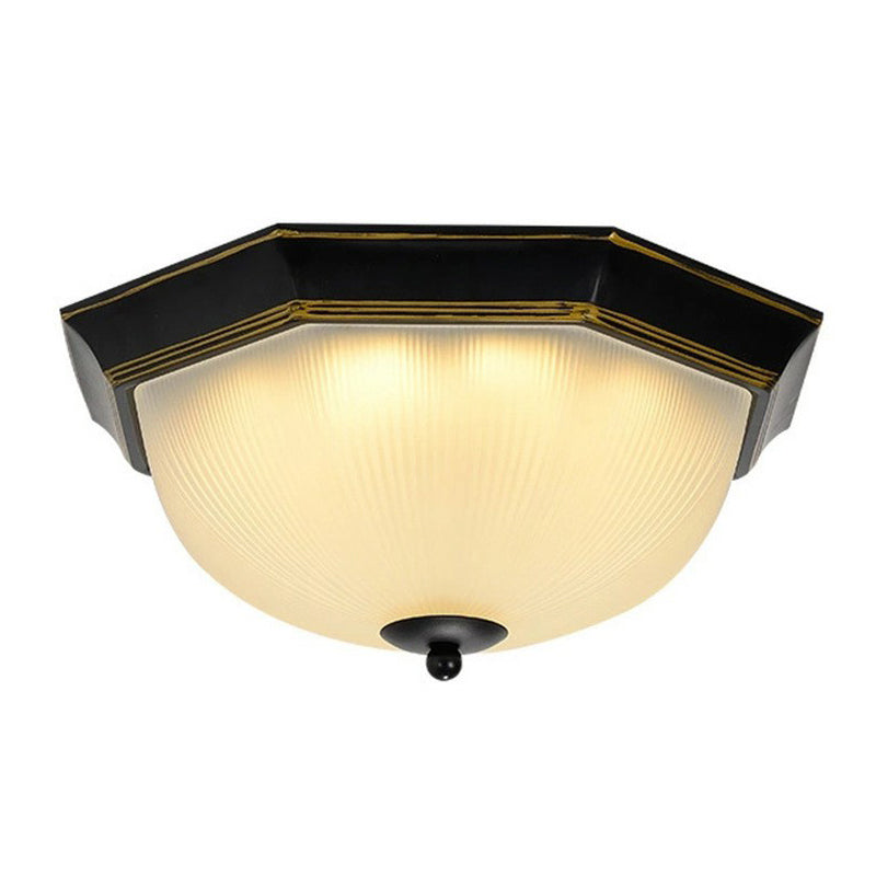 Ribbed Frosted Glass Bowl Flush Mount Lighting Retro Living Room LED Flush Mount Ceiling Light Clearhalo 'Ceiling Lights' 'Close To Ceiling Lights' 'Close to ceiling' 'Flush mount' Lighting' 2092293