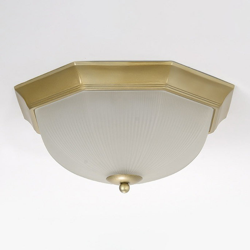 Ribbed Frosted Glass Bowl Flush Mount Lighting Retro Living Room LED Flush Mount Ceiling Light Clearhalo 'Ceiling Lights' 'Close To Ceiling Lights' 'Close to ceiling' 'Flush mount' Lighting' 2092295