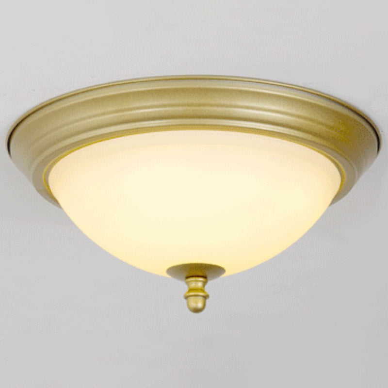 Rustic Bowl Shade LED Flush Light Frost Glass Flush Ceiling Light Fixture for Bedroom Clearhalo 'Ceiling Lights' 'Close To Ceiling Lights' 'Close to ceiling' 'Flush mount' Lighting' 2092299