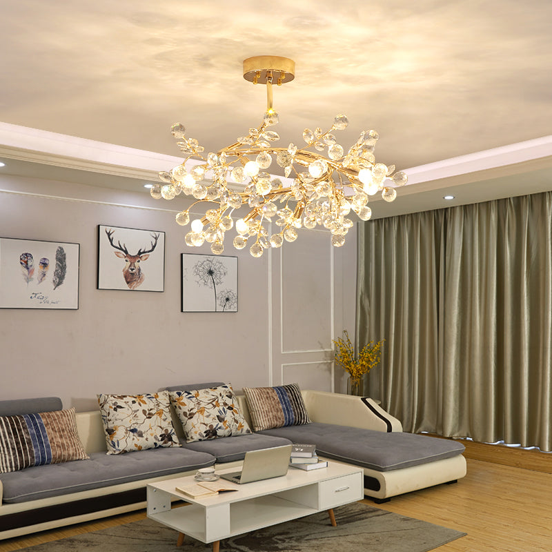 Ceramic Rose Semi Flush Light Korean Garden Living Room Ceiling Flush Mount with Crystal Accents Clear Clearhalo 'Ceiling Lights' 'Close To Ceiling Lights' 'Close to ceiling' 'Semi-flushmount' Lighting' 2092414