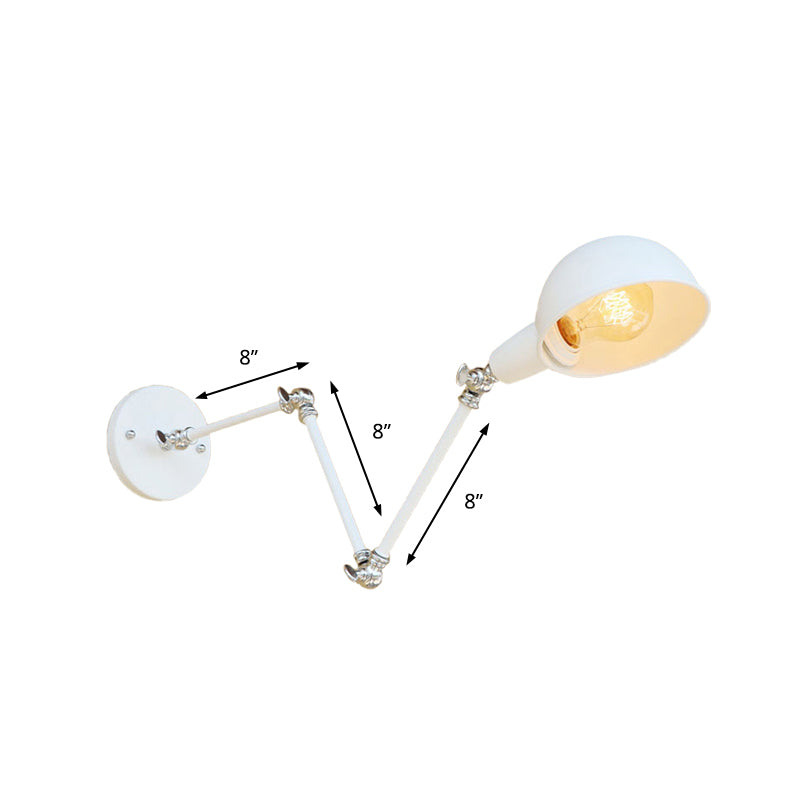 1 Bulb Sconce Light Retro Style Swing Arm Metallic Mini Wall Lamp in White for Study Room Clearhalo 'Art deco wall lights' 'Cast Iron' 'Glass' 'Industrial wall lights' 'Industrial' 'Middle century wall lights' 'Modern' 'Rustic wall lights' 'Tiffany' 'Traditional wall lights' 'Wall Lamps & Sconces' 'Wall Lights' Lighting' 209308