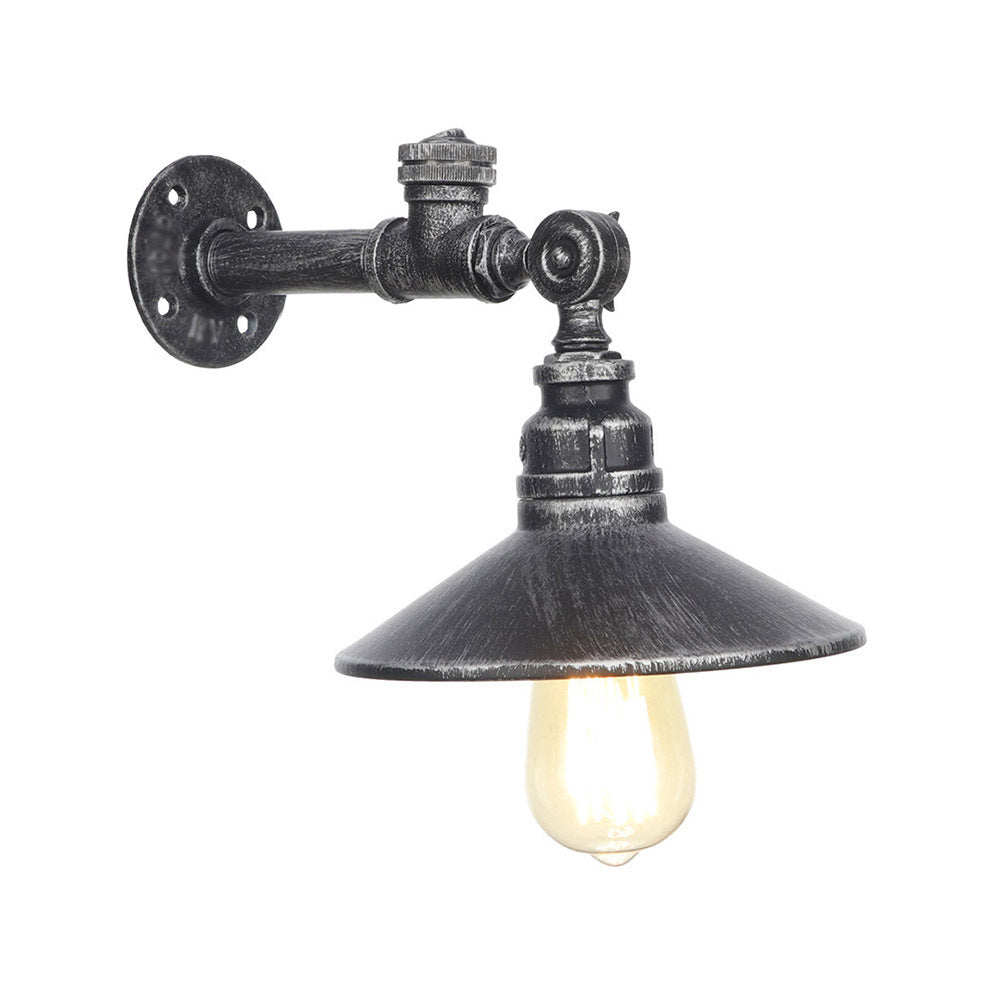 1 Light Wide Flare Wall Lamp Industrial Black/Bronze/Antique Brass Metal Sconce Light Fixture for Bedroom Clearhalo 'Art deco wall lights' 'Cast Iron' 'Glass' 'Industrial wall lights' 'Industrial' 'Middle century wall lights' 'Modern' 'Rustic wall lights' 'Tiffany' 'Traditional wall lights' 'Wall Lamps & Sconces' 'Wall Lights' Lighting' 209429