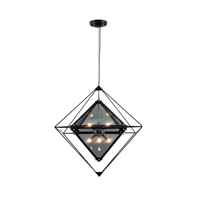 Contemporary Polygon Ceiling Pendant Light Amber/Smoke Gray Glass 1 Light Dining Room Suspension Light, 8