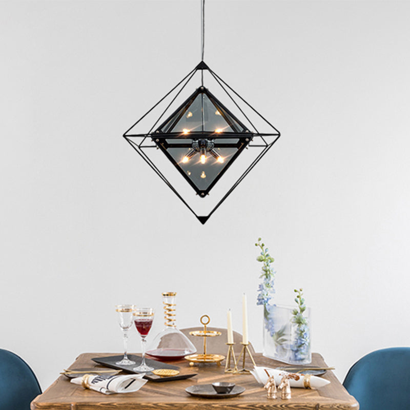 Contemporary Polygon Ceiling Pendant Light Amber/Smoke Gray Glass 1 Light Dining Room Suspension Light, 8