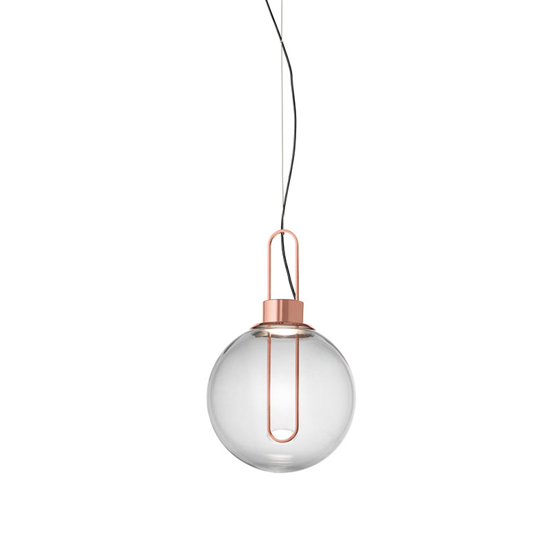 Sphere Pendant Modernist Clear Glass 1 Light Gold/Chrome/Rose Gold Hanging Ceiling Light in White Light Clearhalo 'Ceiling Lights' 'Chandeliers' 'Glass shade' 'Glass' 'Modern Pendants' 'Modern' 'Pendant Lights' 'Pendants' Lighting' 210347