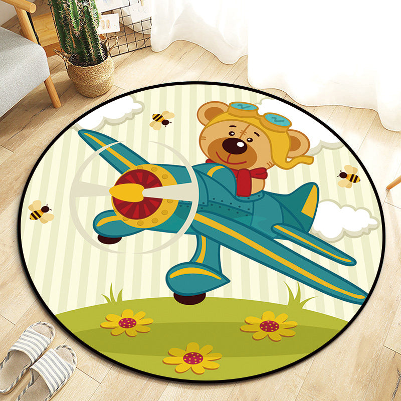 Kawaii Princess Rug Multicolor Fairy Tale Carpet Pet Friendly Stain Resistant Anti-Slip Backing Rug for Kids Bedroom Turquoise Clearhalo 'Area Rug' 'Rug' 2105825