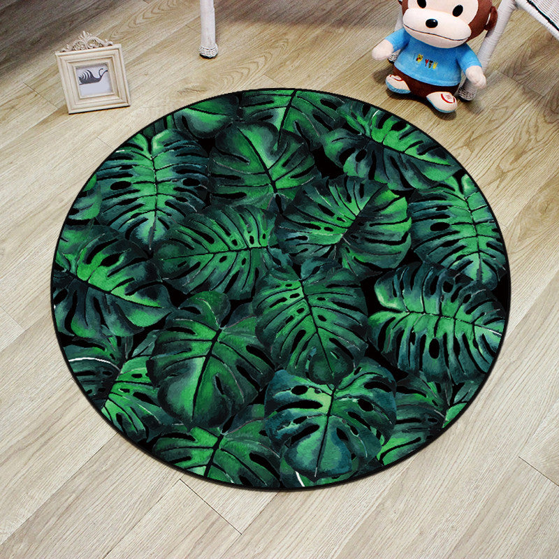 Multi-Color Princess Rug Polyester Botanics Animal Carpet Anti-Slip Backing Machine Washable Pet Friendly Rug for Kids Room Dark Green Clearhalo 'Area Rug' 'Rug' 2105853