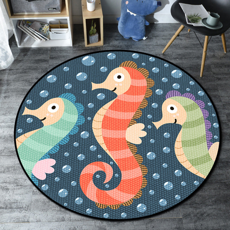 Cartoon Childrens Bedroom Rug Multi-Color Sea Life Rug Synthetics Anti-Slip Stain Resistant Washable Area Carpet Dark Gray Clearhalo 'Area Rug' 'Rug' 2105866