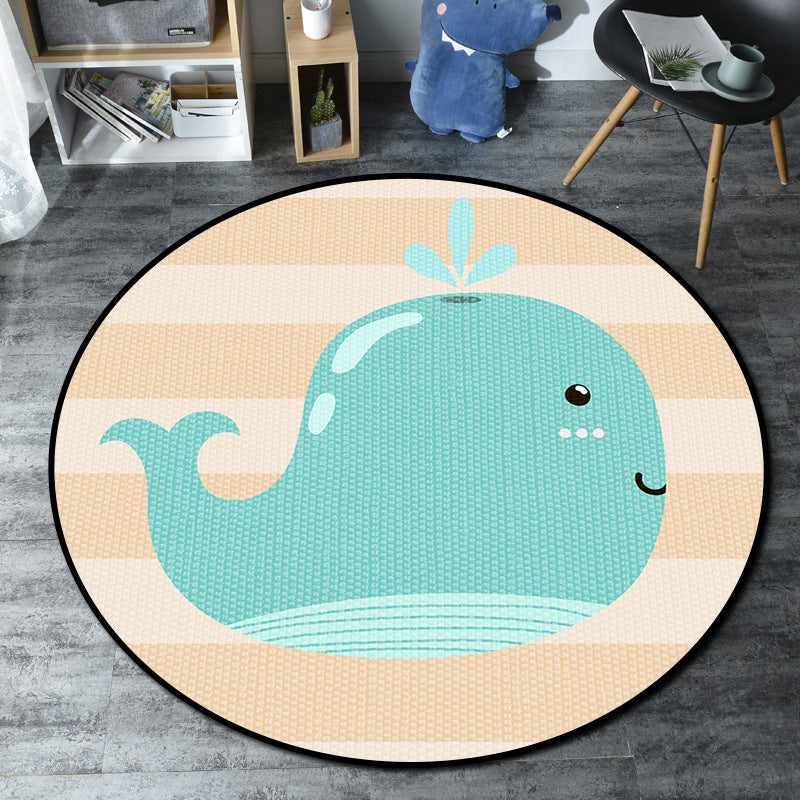 Cartoon Childrens Bedroom Rug Multi-Color Sea Life Rug Synthetics Anti-Slip Stain Resistant Washable Area Carpet Lake Blue Clearhalo 'Area Rug' 'Rug' 2105871