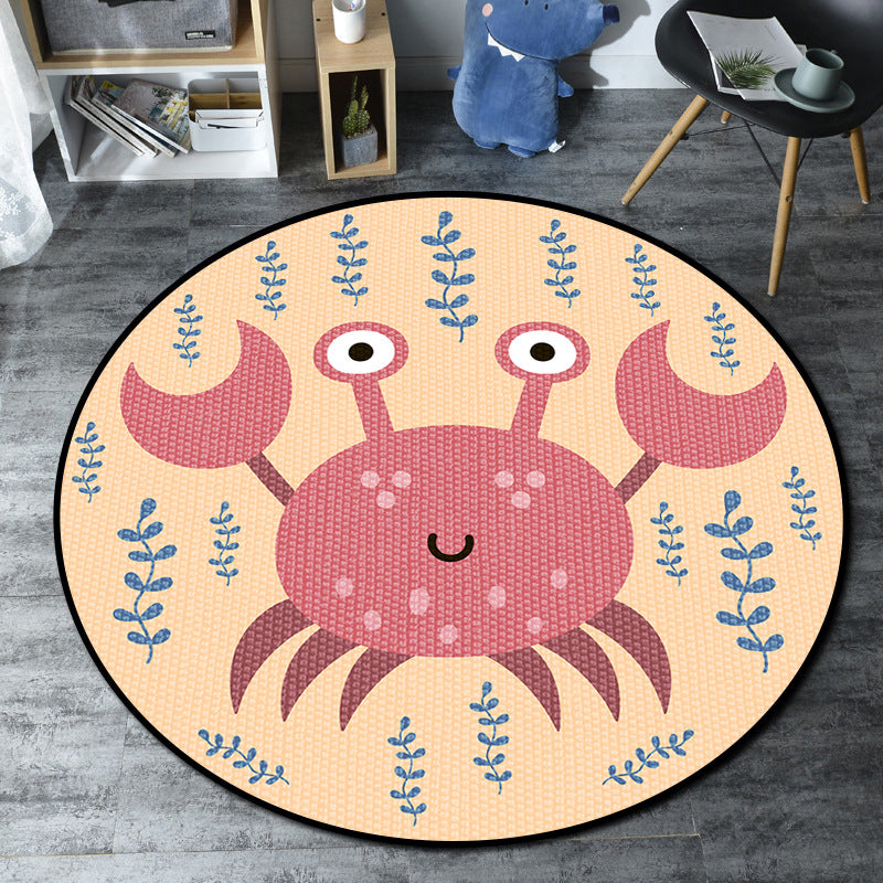 Cartoon Childrens Bedroom Rug Multi-Color Sea Life Rug Synthetics Anti-Slip Stain Resistant Washable Area Carpet Dark Yellow Clearhalo 'Area Rug' 'Rug' 2105872