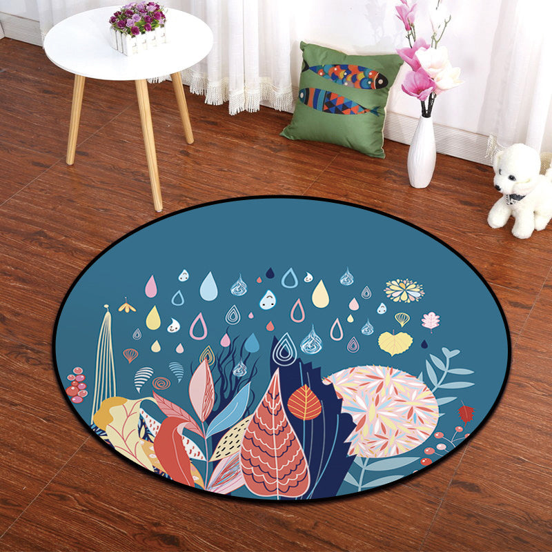 Multicolor Animal Painting Print Rug Polypropylene Cartoon Carpet Anti-Slip Backing Pet Friendly Stain Resistant Rug for Kids Bedroom Blue Clearhalo 'Area Rug' 'Rug' 2105878