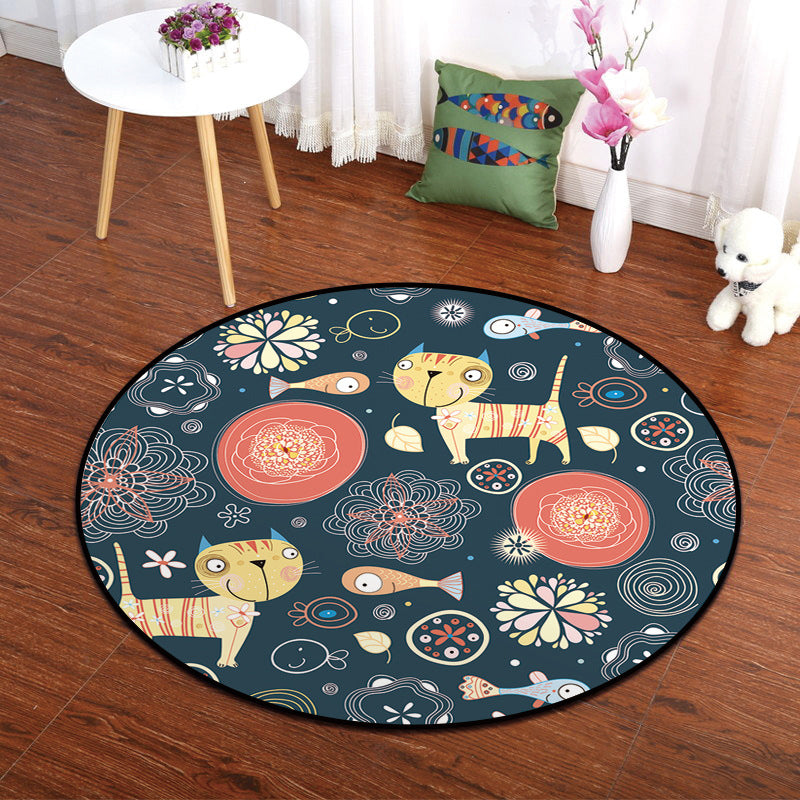 Multicolor Animal Painting Print Rug Polypropylene Cartoon Carpet Anti-Slip Backing Pet Friendly Stain Resistant Rug for Kids Bedroom Yellow Clearhalo 'Area Rug' 'Rug' 2105880