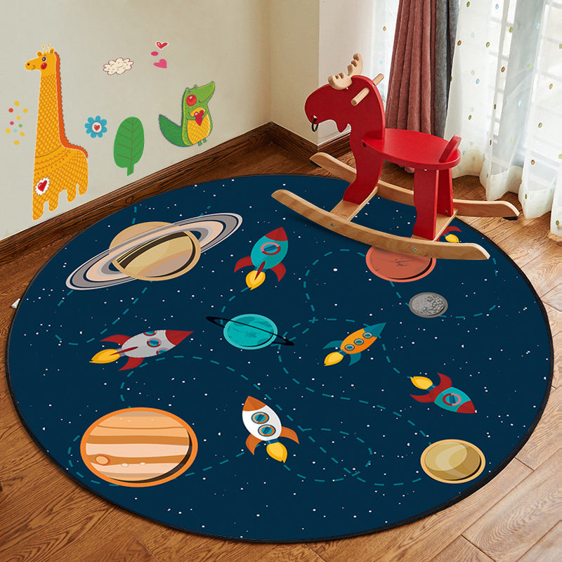 Kids Style Nursery Foot Rug Multi Color Cartoon Rug Synthetics Pet Friendly Anti-Slip Backing Machine Washable Carpet Dark Gray Clearhalo 'Area Rug' 'Rug' 2105881
