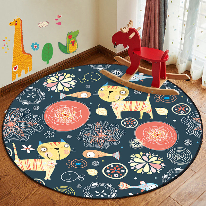 Kids Style Nursery Foot Rug Multi Color Cartoon Rug Synthetics Pet Friendly Anti-Slip Backing Machine Washable Carpet Yellow Clearhalo 'Area Rug' 'Rug' 2105882