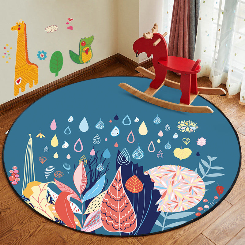 Kids Style Nursery Foot Rug Multi Color Cartoon Rug Synthetics Pet Friendly Anti-Slip Backing Machine Washable Carpet Blue Clearhalo 'Area Rug' 'Rug' 2105884