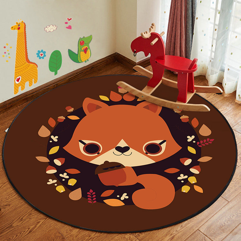 Kids Style Nursery Foot Rug Multi Color Cartoon Rug Synthetics Pet Friendly Anti-Slip Backing Machine Washable Carpet Brown Clearhalo 'Area Rug' 'Rug' 2105887