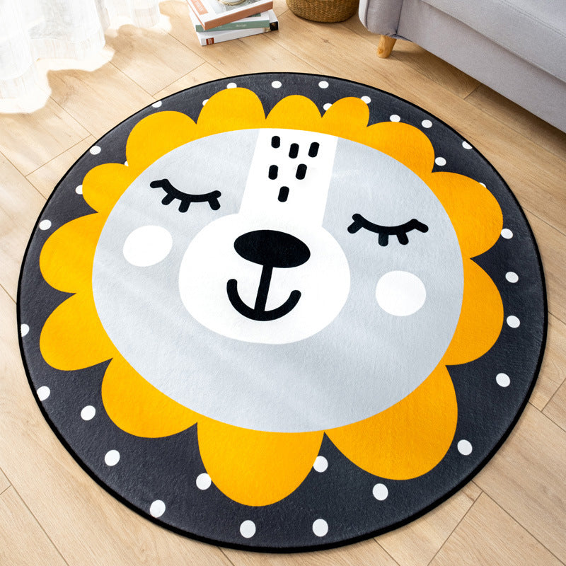 Multicolor Nursery Foot Rug Kids Cartoon Pattern Rug Synthetics Anti-Slip Backing Stain Resistant Machine Washable Area Carpet Gray-Yellow Clearhalo 'Area Rug' 'Rug' 2105897