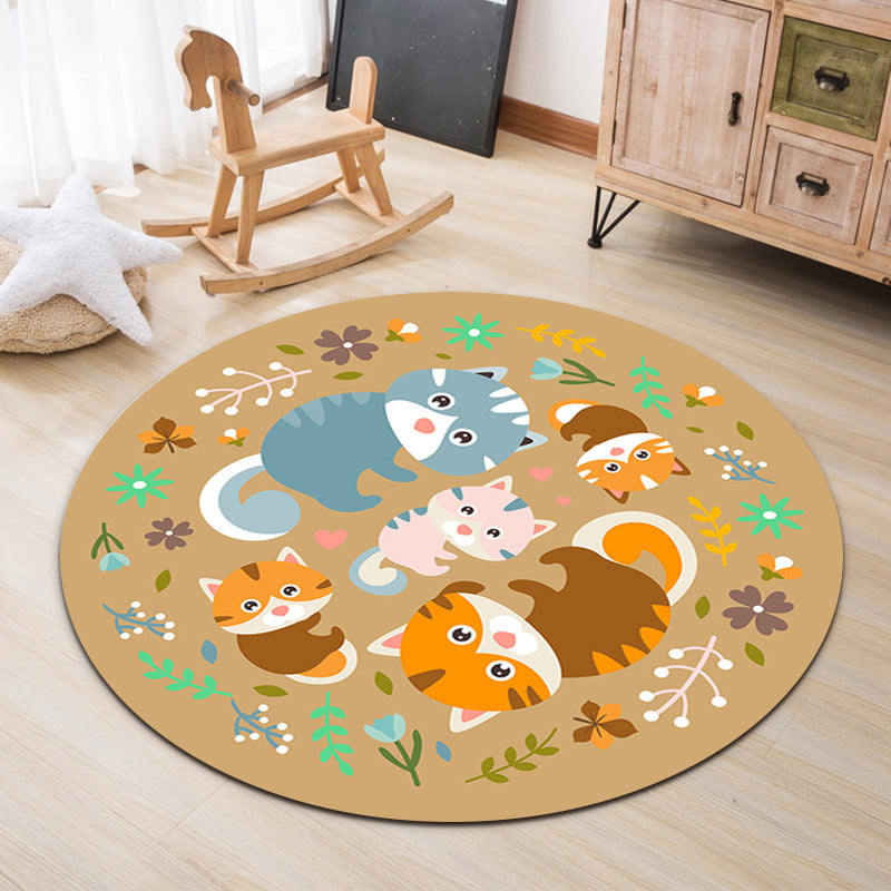 Lovable Animal Area Rug Multi-Color Cartoon Carpet Polypropylene Machine Washable Stain Resistant Anti-Slip Rug for Kindergarten Light Yellow Clearhalo 'Area Rug' 'Rug' 2105905