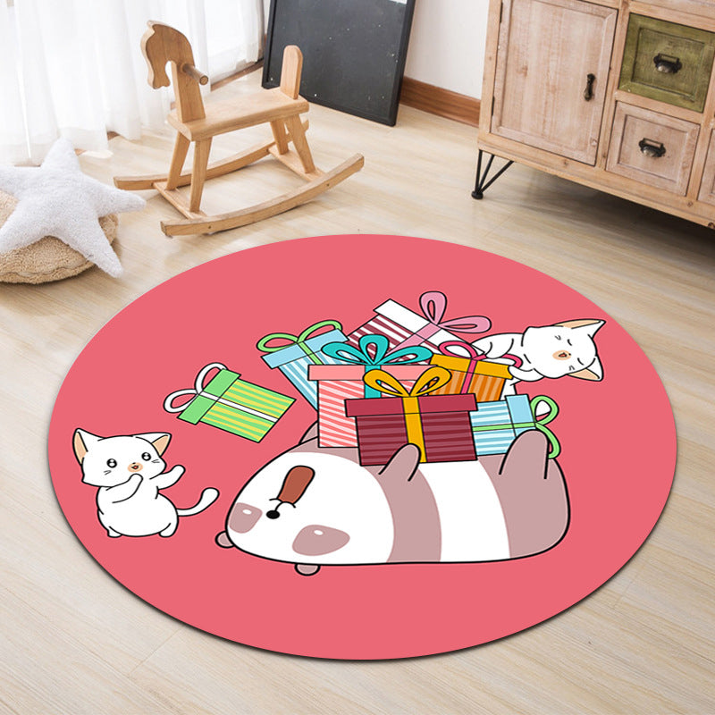 Lovable Animal Area Rug Multi-Color Cartoon Carpet Polypropylene Machine Washable Stain Resistant Anti-Slip Rug for Kindergarten Red Clearhalo 'Area Rug' 'Rug' 2105906