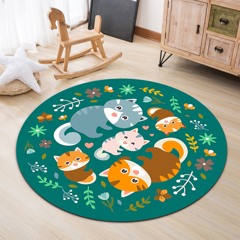 Lovable Animal Area Rug Multi-Color Cartoon Carpet Polypropylene Machine Washable Stain Resistant Anti-Slip Rug for Kindergarten Turquoise Clearhalo 'Area Rug' 'Rug' 2105907