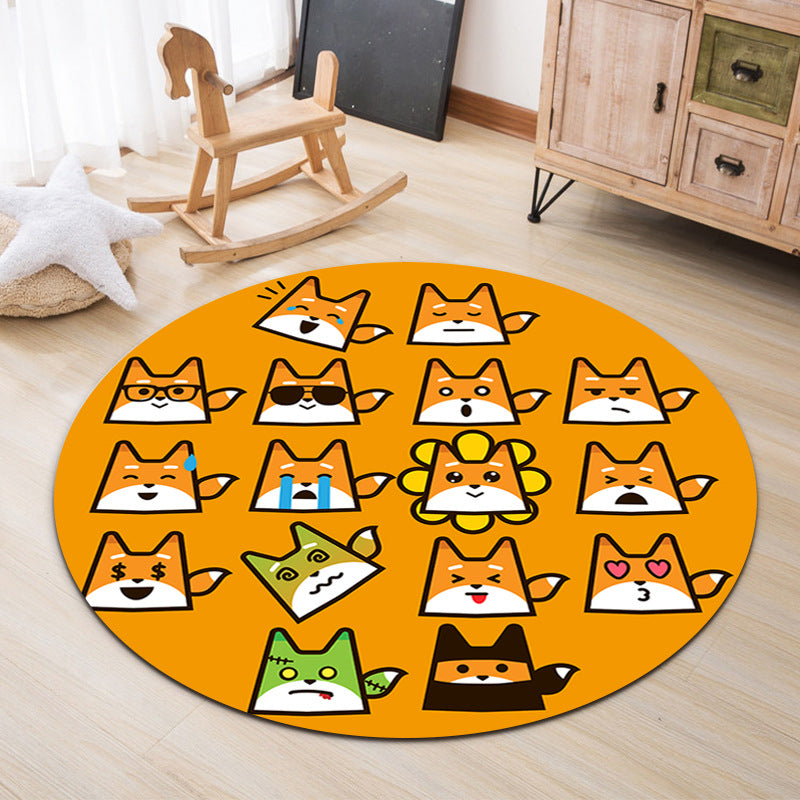 Lovable Animal Area Rug Multi-Color Cartoon Carpet Polypropylene Machine Washable Stain Resistant Anti-Slip Rug for Kindergarten Yellow Clearhalo 'Area Rug' 'Rug' 2105909