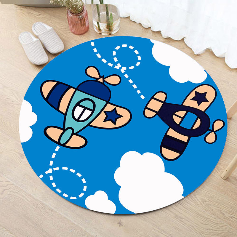 Multi Color Patterned Rug Polyester Kid Style Rug Stain Resistant Anti-Slip Washable Carpet for Baby Room Blue Clearhalo 'Area Rug' 'Rug' 2105910