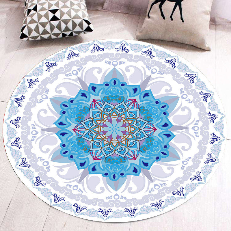 Multi Color Patterned Rug Polyester Kid Style Rug Stain Resistant Anti-Slip Washable Carpet for Baby Room White-Blue Clearhalo 'Area Rug' 'Rug' 2105916