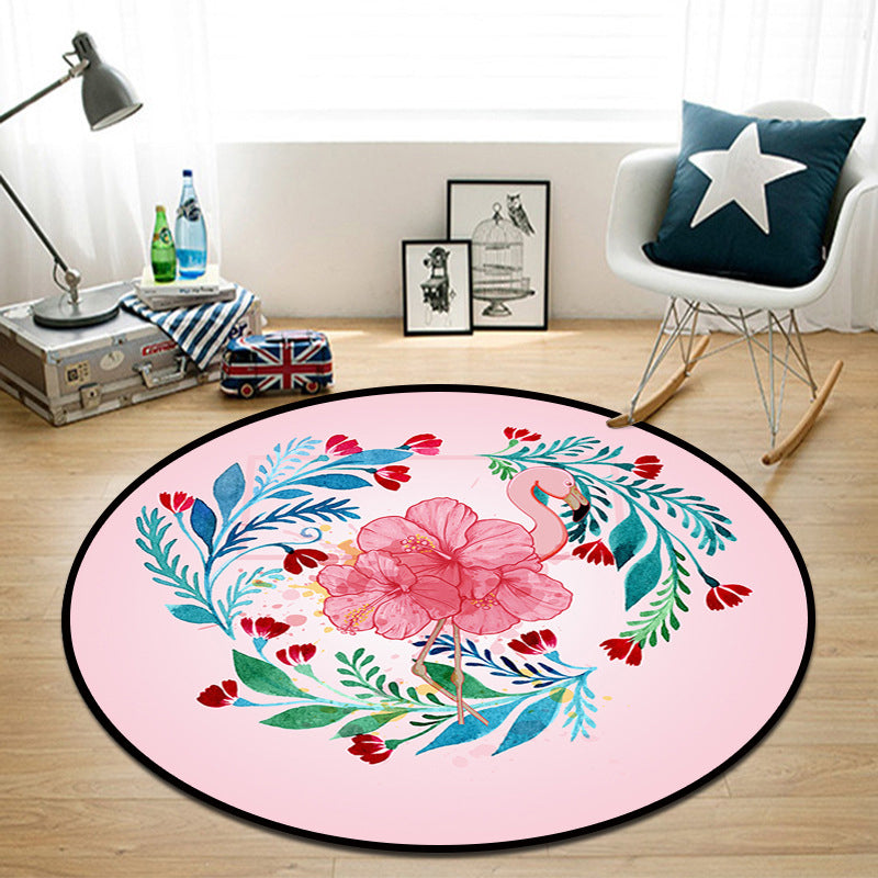 Pretty Multi Colored Cartoon Rug Synthetics Scandinavian Rug Anti-Slip Machine Washable Stain Resistant Area Rug for Kids Bedroom Pink Clearhalo 'Area Rug' 'Rug' 2105919