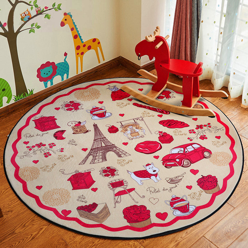 Stylish Cartoon Rug Multicolor Fairy Tale World Rug Non-Slip Backing Machine Washable Stain Resistant Carpet for Nursery School Red Clearhalo 'Area Rug' 'Rug' 2105934