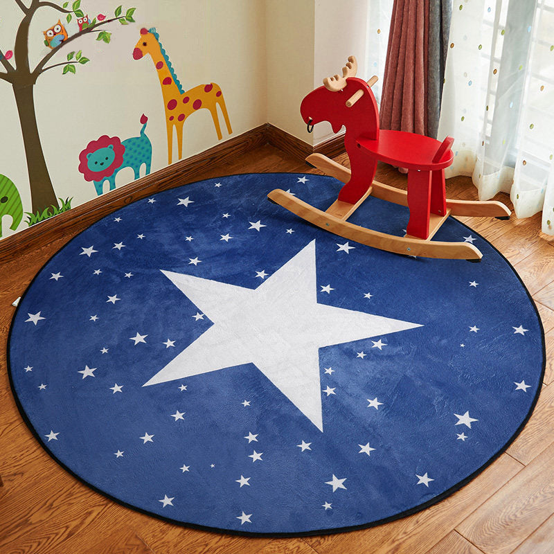 Stylish Cartoon Rug Multicolor Fairy Tale World Rug Non-Slip Backing Machine Washable Stain Resistant Carpet for Nursery School Blue-White Clearhalo 'Area Rug' 'Rug' 2105935